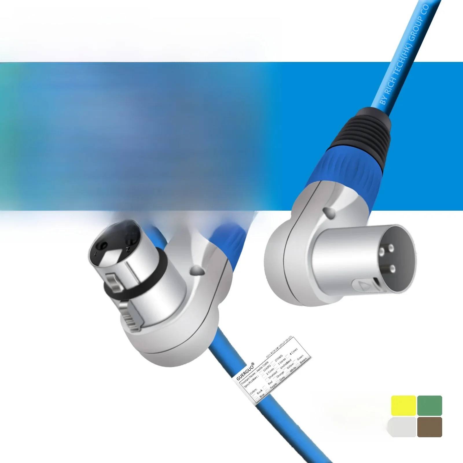 Zrównoważony kabel XLR, kątowy XLR męski na żeński Pro 3Pin 90 stopni złącze mikrofonu do interfejsu audio mikser głośnik — zdjęcie produktu 7