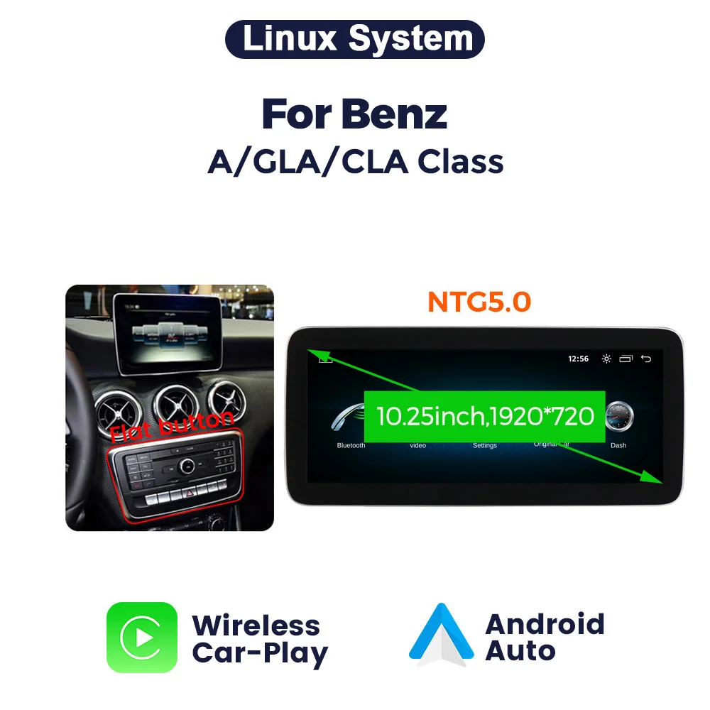 Android 14 Auto Radio Draadloze Carplay Voor Mercedes-Benz A-Klasse W176 Gla X156 Cla C 117 G Klasse W461 W463 Dsp Wifi Gps Multimedia