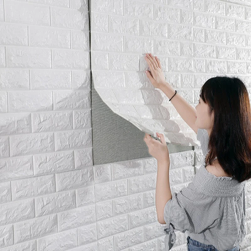 3d Pvc Self-adhesive Panels Waterproof 70cm*1m Wall Stickers Peel and Stick Brick Pattern Wallpaper Decoration for Bedroom Home