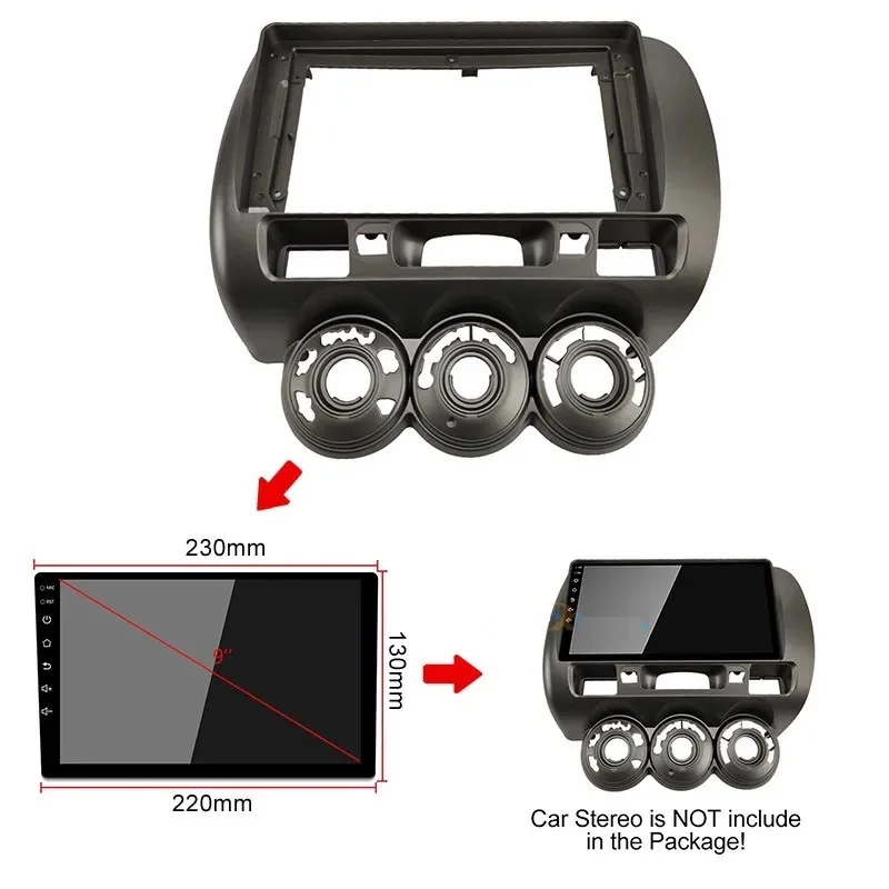 For HONDA FIT 2004-2008 9 INCH Frame/Fascia and Connection Cables for Multimedia Center Installation 9 