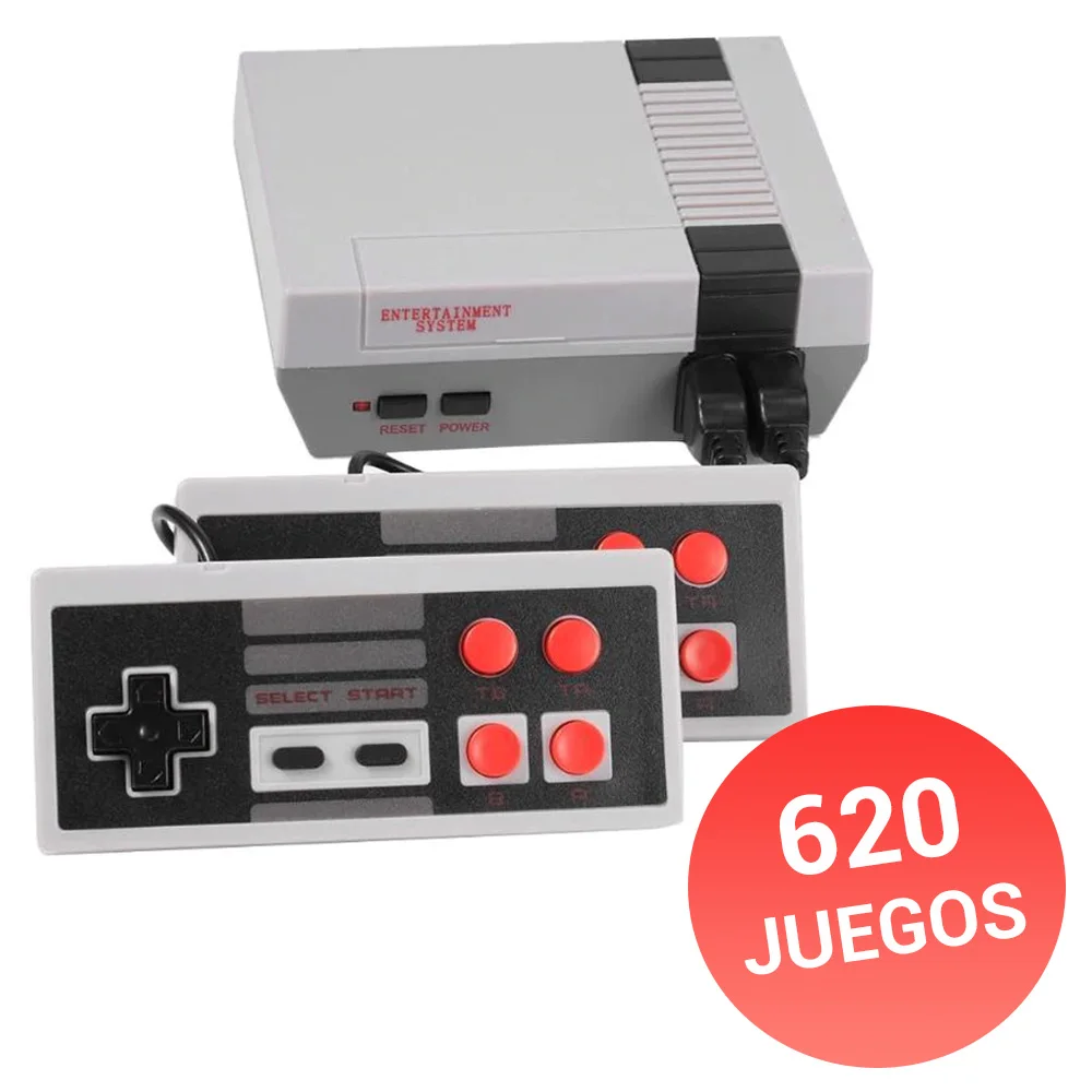 Retro video game consoles type NES two controls with connection to TV HDMI and 600 classic arcade games: Super Mario, Street Fighter