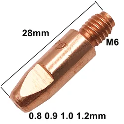 10 pezzi M6x28mm 0.8 0.9 1.0 1.2 punta di contatto E-Cu CuCrZr per saldatrice Mig pistola Mig 24KD 25AK
