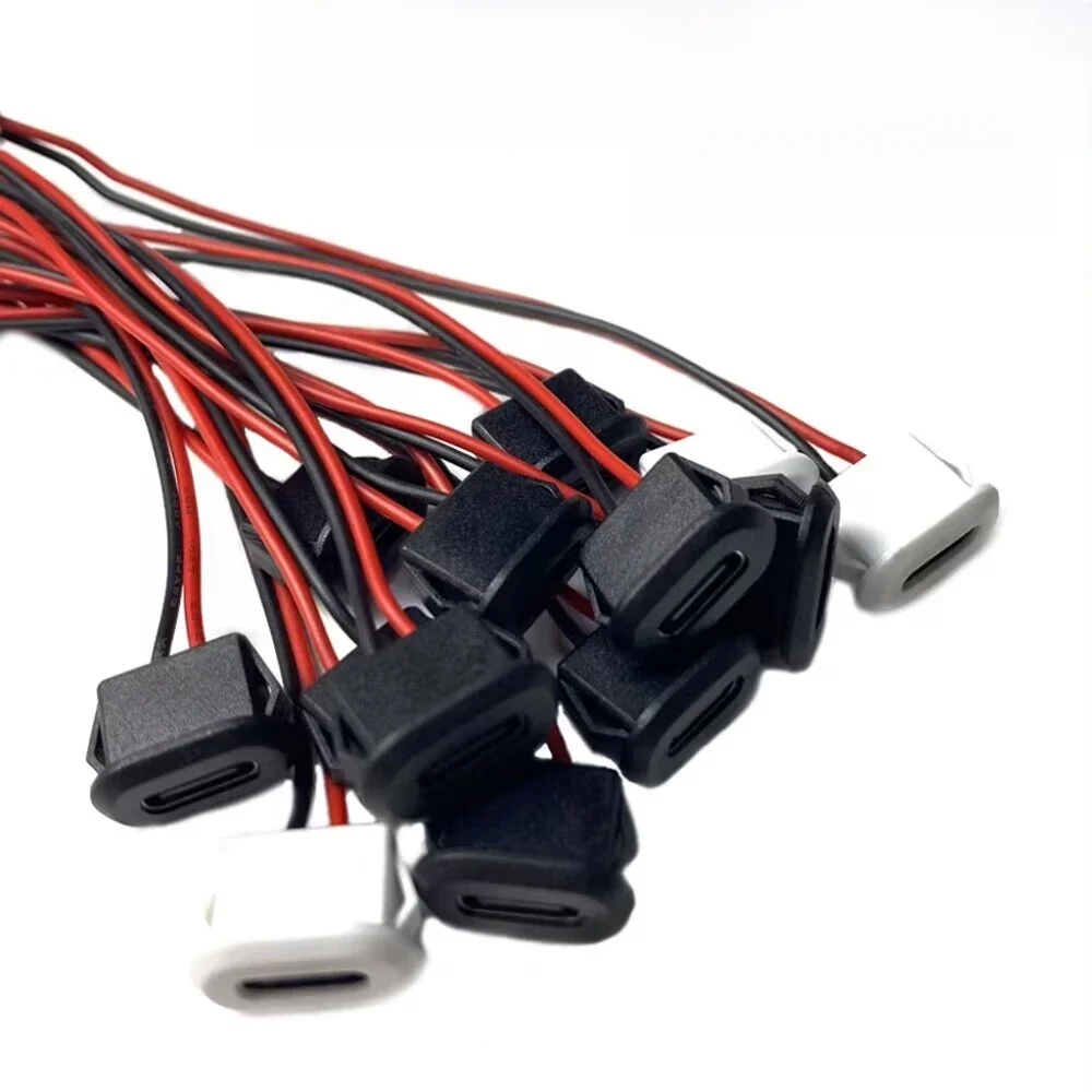 Connecteur USB étanche USB type-c, compression directe, base femelle, prise femelle, Interface de charge avec fil à souder, 1 à 10 pièces
