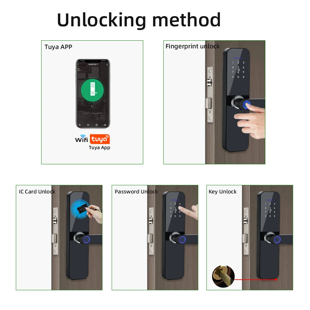 RAYKUBE F005 IP65 Waterproof Tuya Wifi Lock Electronic Smart Door Lock With Fingerprint/Smart Card/Password/Key/APP Unlock