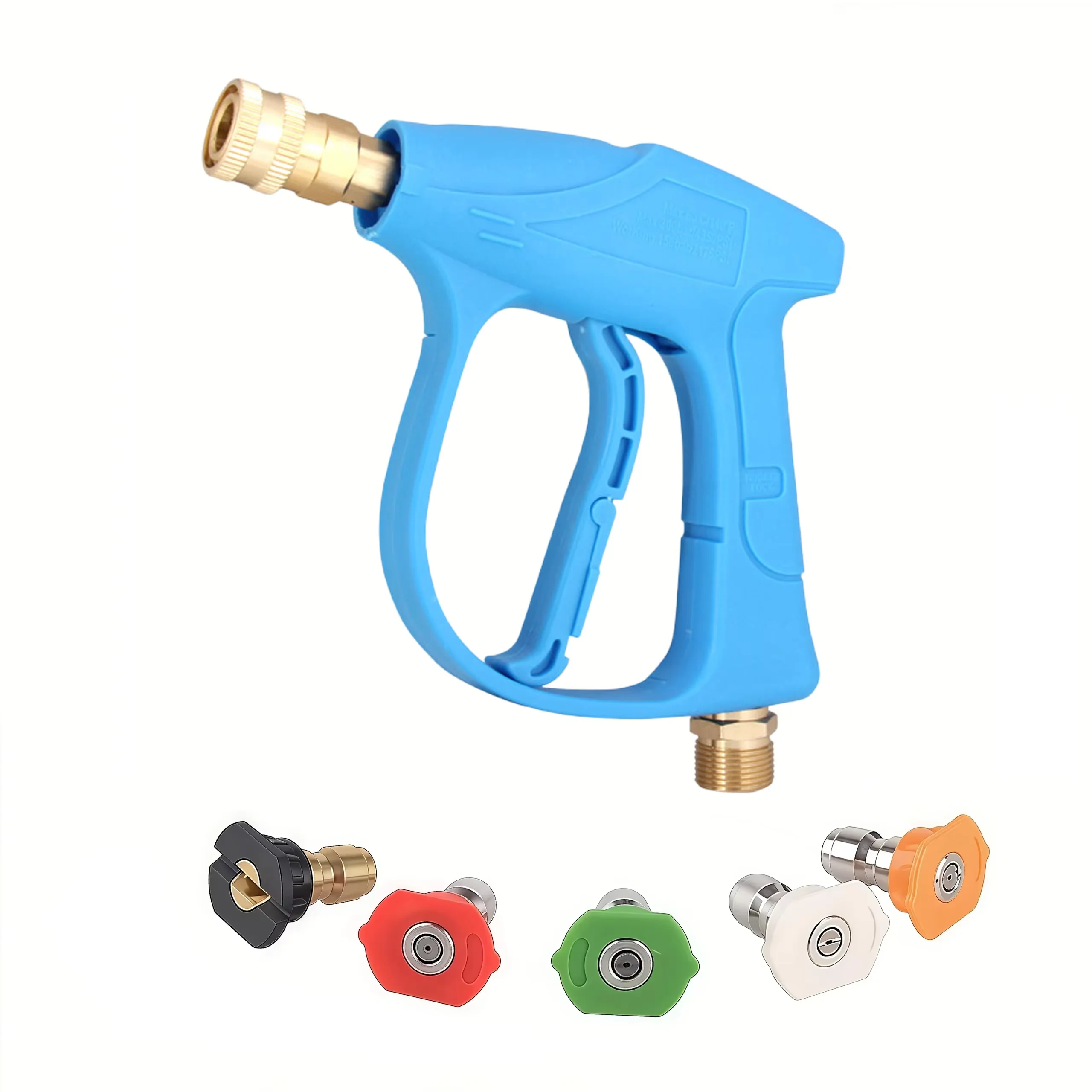 Hochdruck-Autowaschwasserpistole, Aluminiumkern, schnelles Einführen, fünf Farben, fächerförmige Düse, Union-Düse, Autowäsche