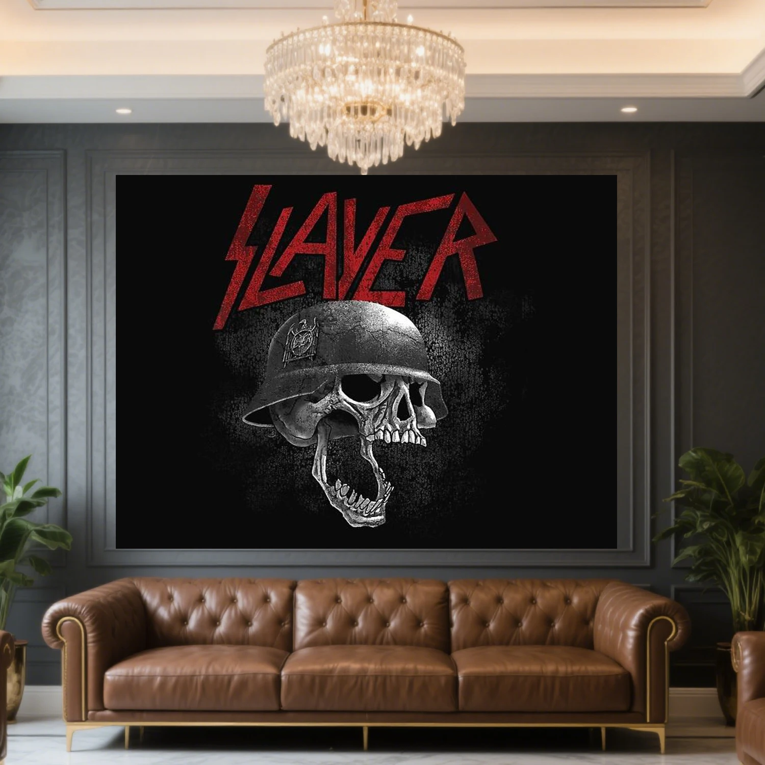 

Vintage War Skull Helmet Tapestry Edgy Motorcycle Wall Art for Bedroom Living Room Dorm Gothic Decor for Parties Photo Shoots
