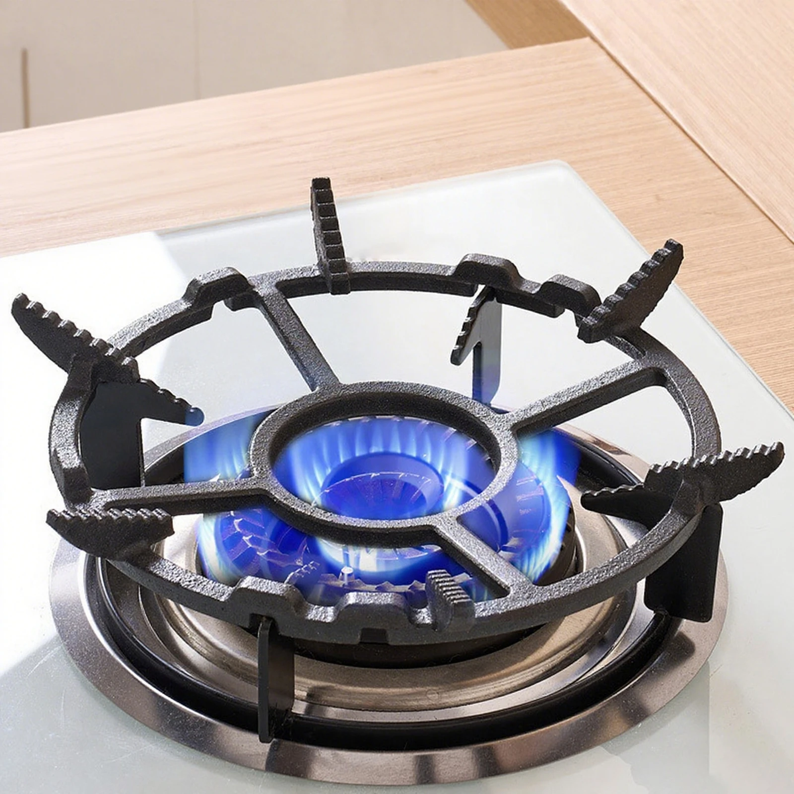 Cast Iron Wok Support Pot Rack Anti Slip Sturdy Easy to Install Stovetop Stand Replacement Part for Cooking Household