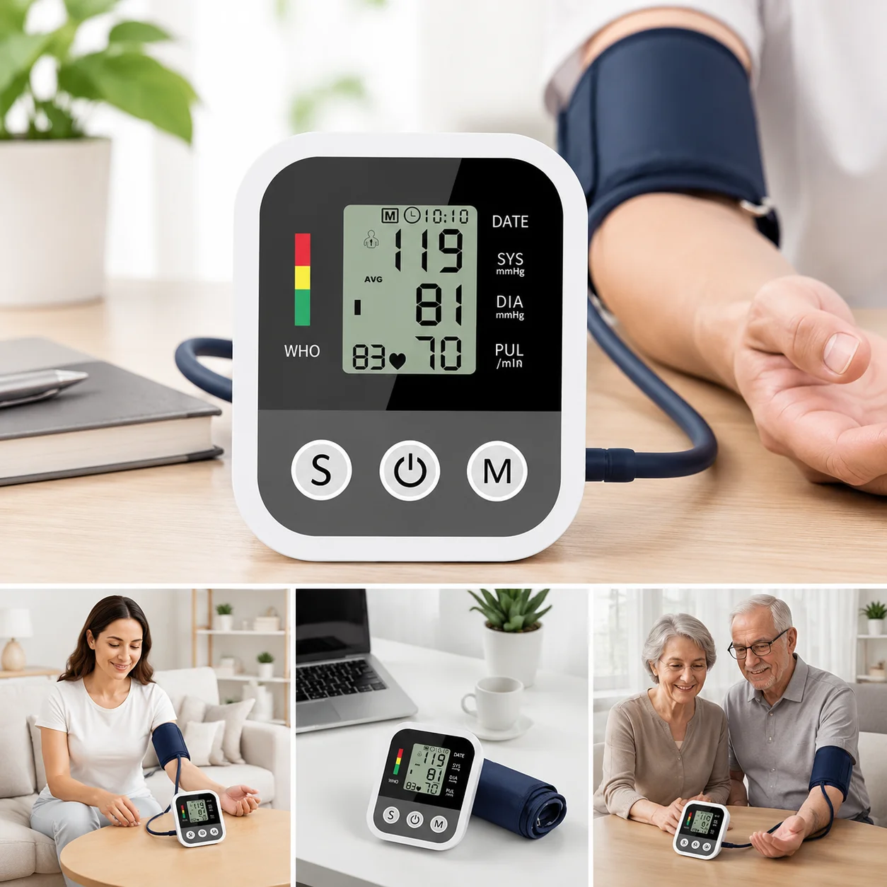 Monitor De Pressão Arterial Digital De Braço Automático E Preciso Para Idosos, Uso Doméstico Com Medição Diária