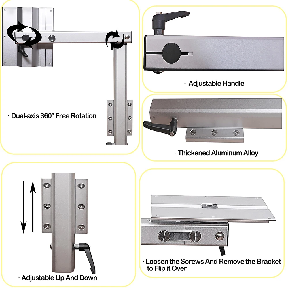 أرجل طاولة قابلة للتعديل من سبائك الألومنيوم RV قابلة للتعديل، دعامة أرجل طاولة 360 درجة لليخوت قافلة RV سهلة التركيب.