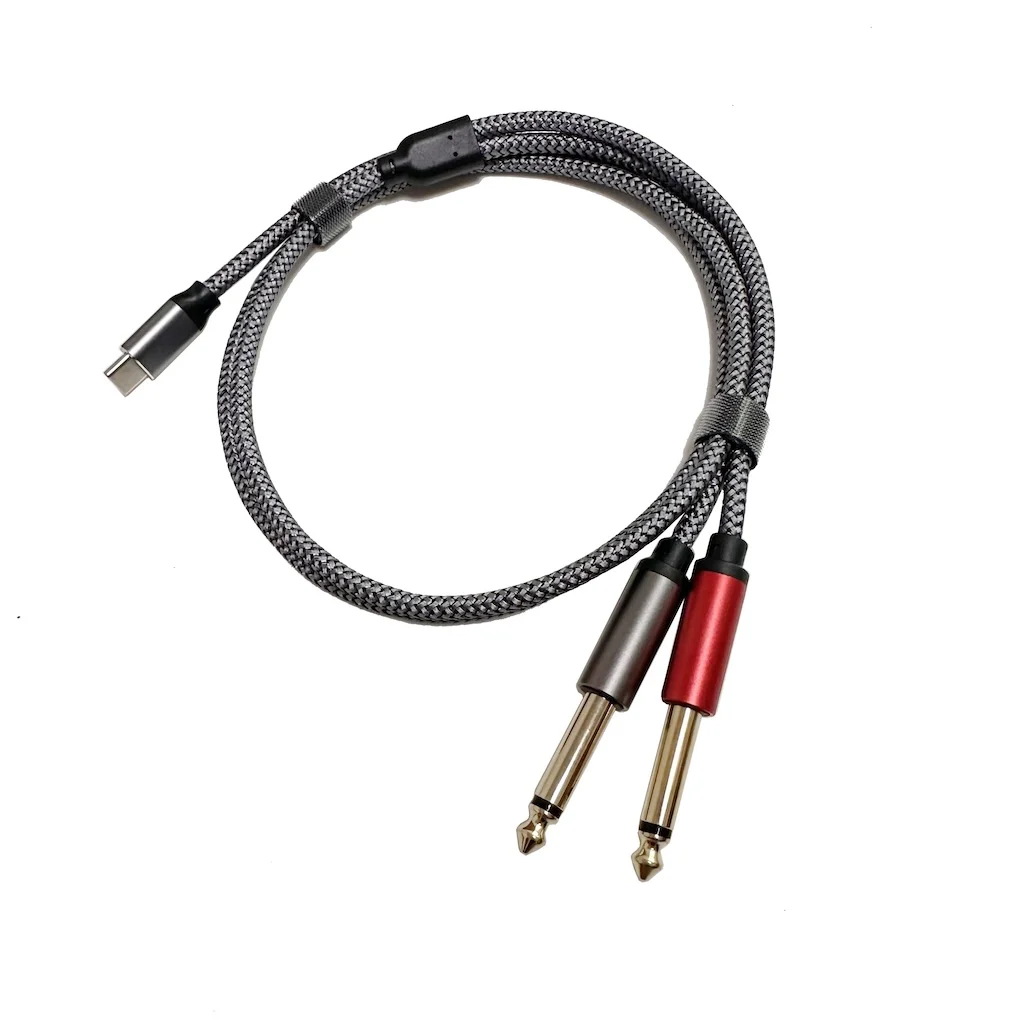 1/2/3/5m USB C to Dual 6.35 mm 1/4 inch TRS cable , Type C to 1/4 audio adapter auxiliary jack stereo cable