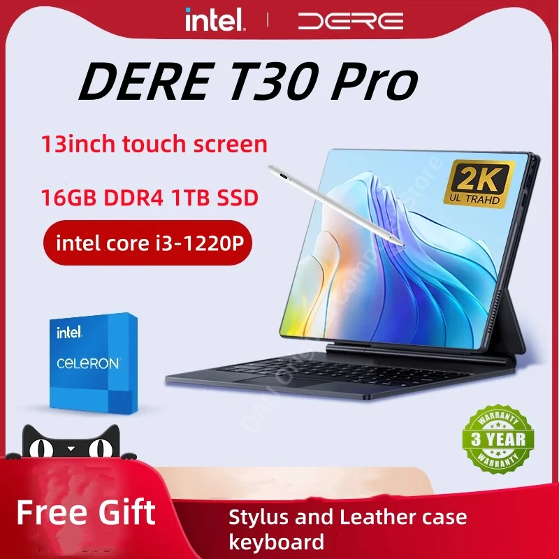 2025 Dere 13Inch Touch Screen Intel Core I3-1220P/Intel N5095 Windows11 Pro Laptop 32Gb Ddr4 2Tb Ssd Desktop Gaming Pc