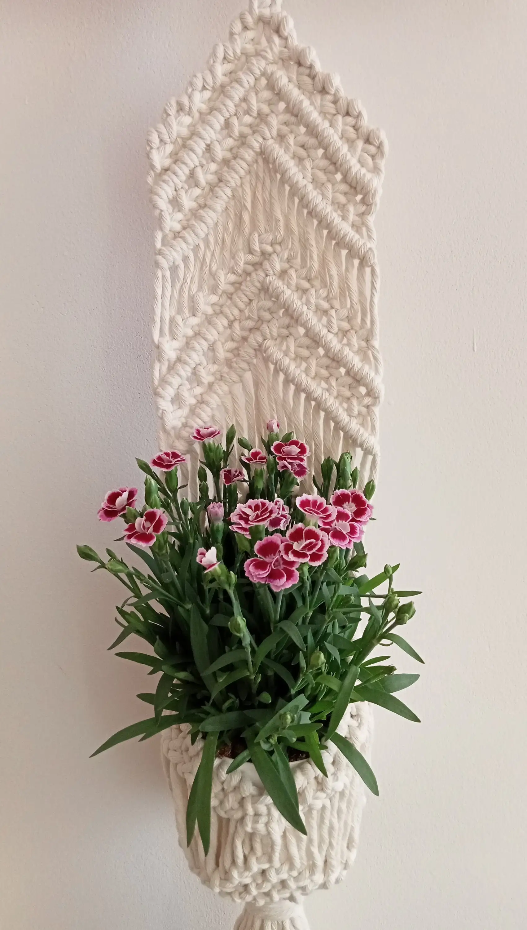 شماعات نباتات مكرمية يدوية الصنع ، سرير زهور مزدوج ، ديكور كبير ، شرفة ، شرفة ، منزل ، حديقة ، زهور ، مشغولات يدوية الصنع