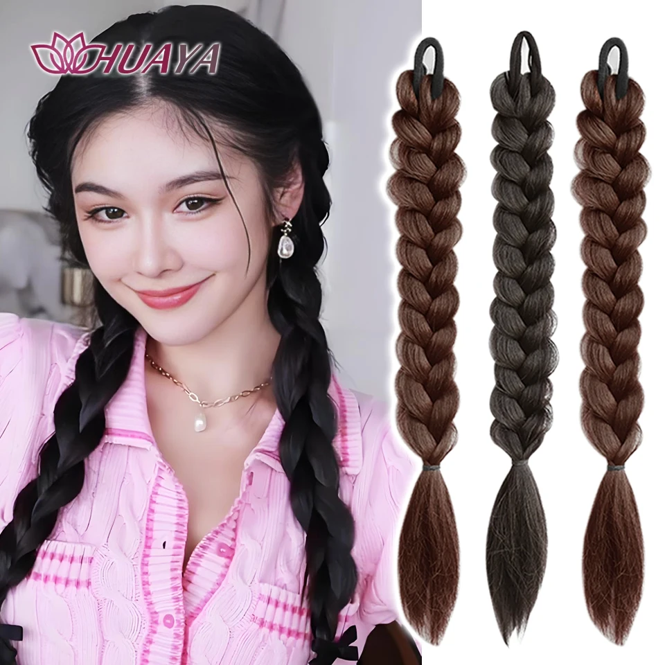 

Synthetic Boxing Braids Ponytail Hair Extensions for Women with Elastic Hair Tie Braided Hairstyles Natural Hair Picecs