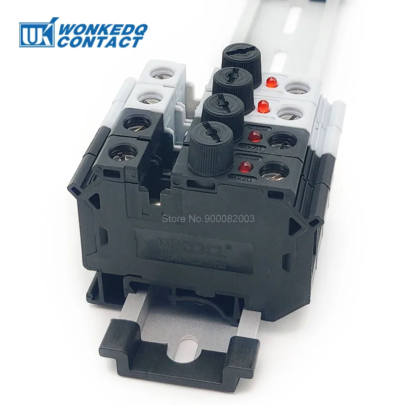 5Pcs UK10-DREHSI Electrical Connector 24V/220V LED 1A/2A/4A/6A/10A Fuse UK10 Screw Cap Din Rail Terminal Block UK 10-DREHSILED