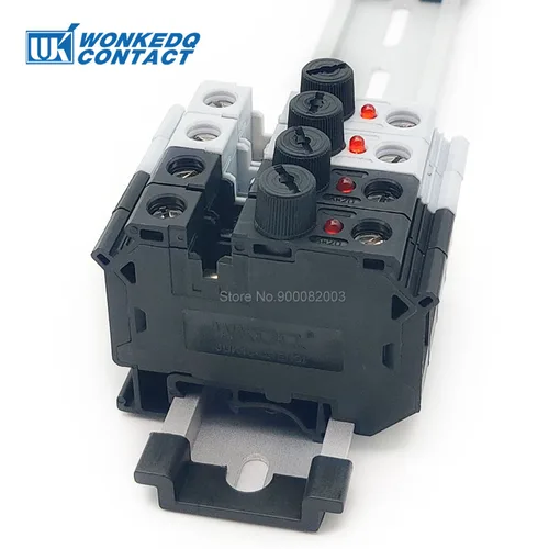 5 uds UK10-DREHSI conector eléctrico 24V/220V LED 1A/2A/4A/6A/10A fusible UK10 tapa de tornillo bloque de terminales de carril Din UK 10-DREHSILED
