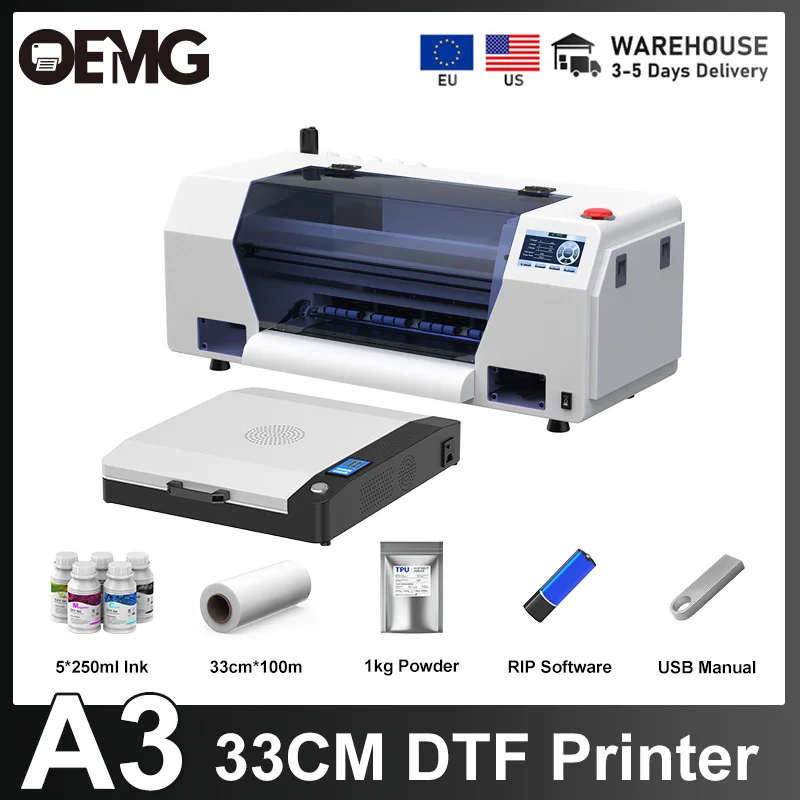 

Принтер OEMG A3 A4 DTF 33 см XP600 Принтер DTF Impresora для Epson XP600 Печатная машина для прямой печати на пленке Для всех текстилей