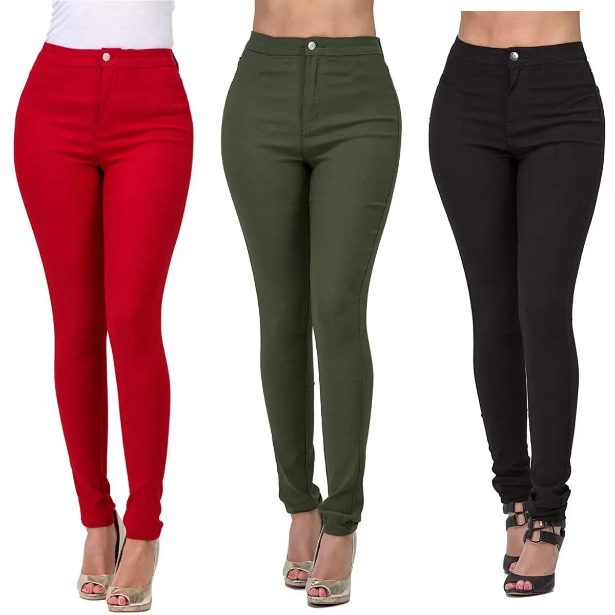 2025 Nowe 7 kolorów wysokiej talii dżinsy slim fit dla kobiet Moda Stretch Skinny Denim Pencil Pants Casual Female Trousers S-2XL — zdjęcie 2