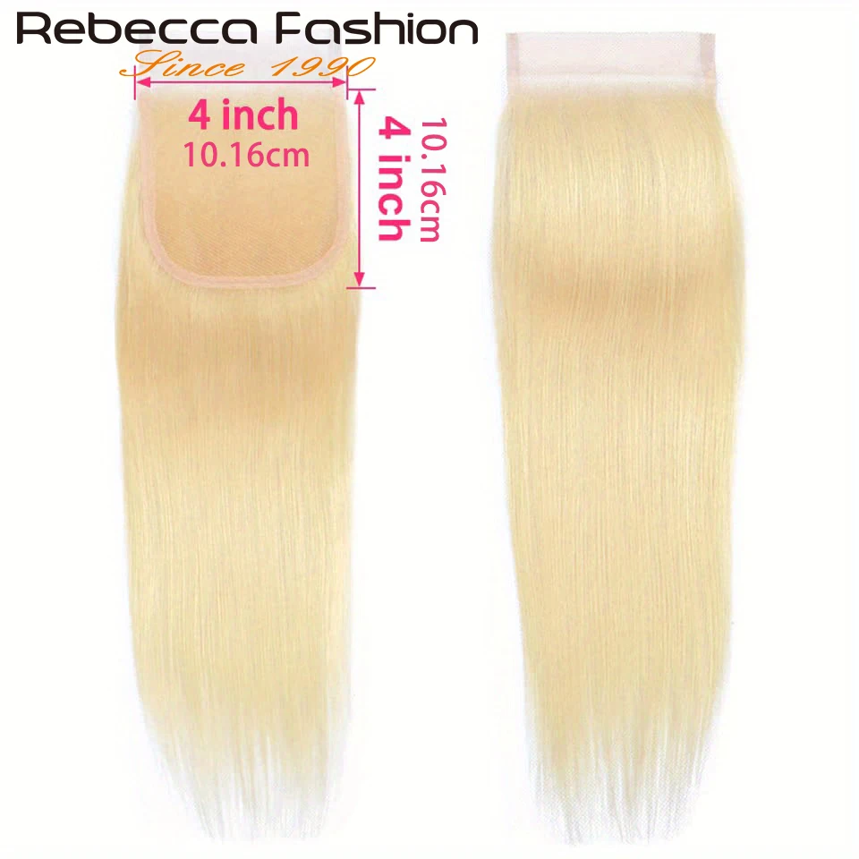 613 Blonde Human Hair Closure HD Transparent 4x4 Lace Closure Brazilian Straight Remy Lace Closure Pre Plucked With Bady Hair