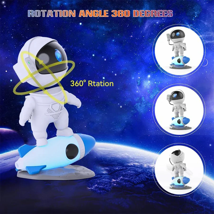 Astronaut Rocket Projector Bluetooth Music Lamp Light Galaxy Lights Timer Lighting Projection Night Light for Children Bedroom