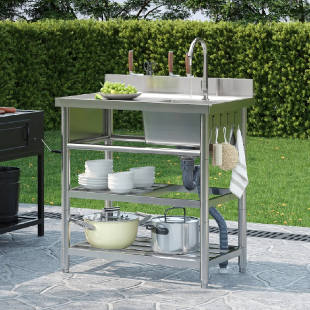 75 x 45 cm RVS Onderbouwkeukenbak met snijplank, extra binnenbak & afdruipmand, PVD-gecoat | Waterfallsysteem voor afwatering & geluidsdemping