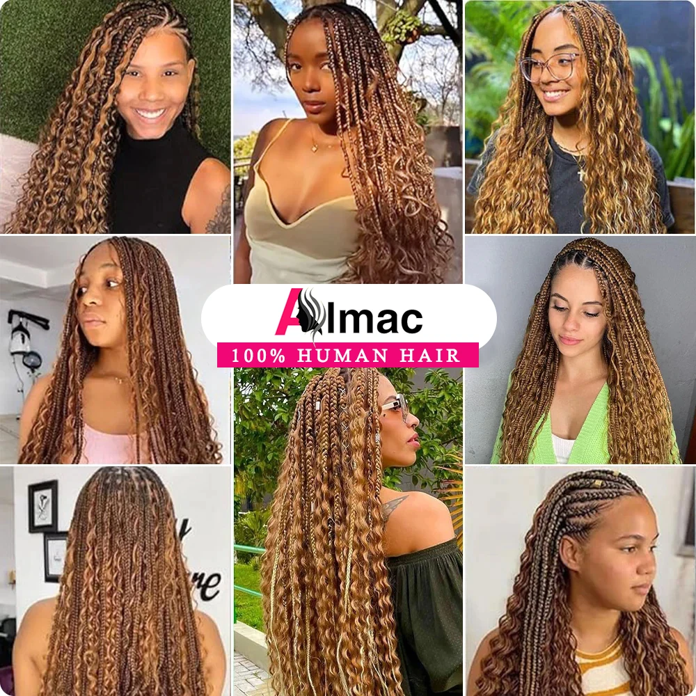 P4/27 Highlight Deep Wave Curly Bulk Human Hair For Braiding Honey Blonde Bundles No Weft Braids Extension Human Hair 100g