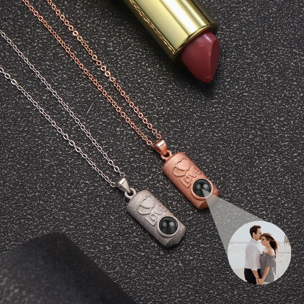 

Custom Photo Projection Photo Necklace for Women Love Pendant Necklace Lover Christmas Personalized Gift