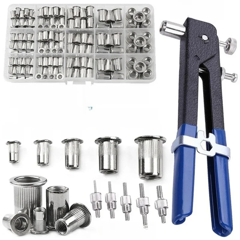 Nakrętki do nitów 150 szt. Zestaw trzpieni pistoletowych M3/M4/M5/M6/M8 lub nakrętki trzpienie do nitów Repairtool Nitownica śruba z łbem płaskim Pop nakrętka zestaw pistoletów do nitów — zdjęcie 2