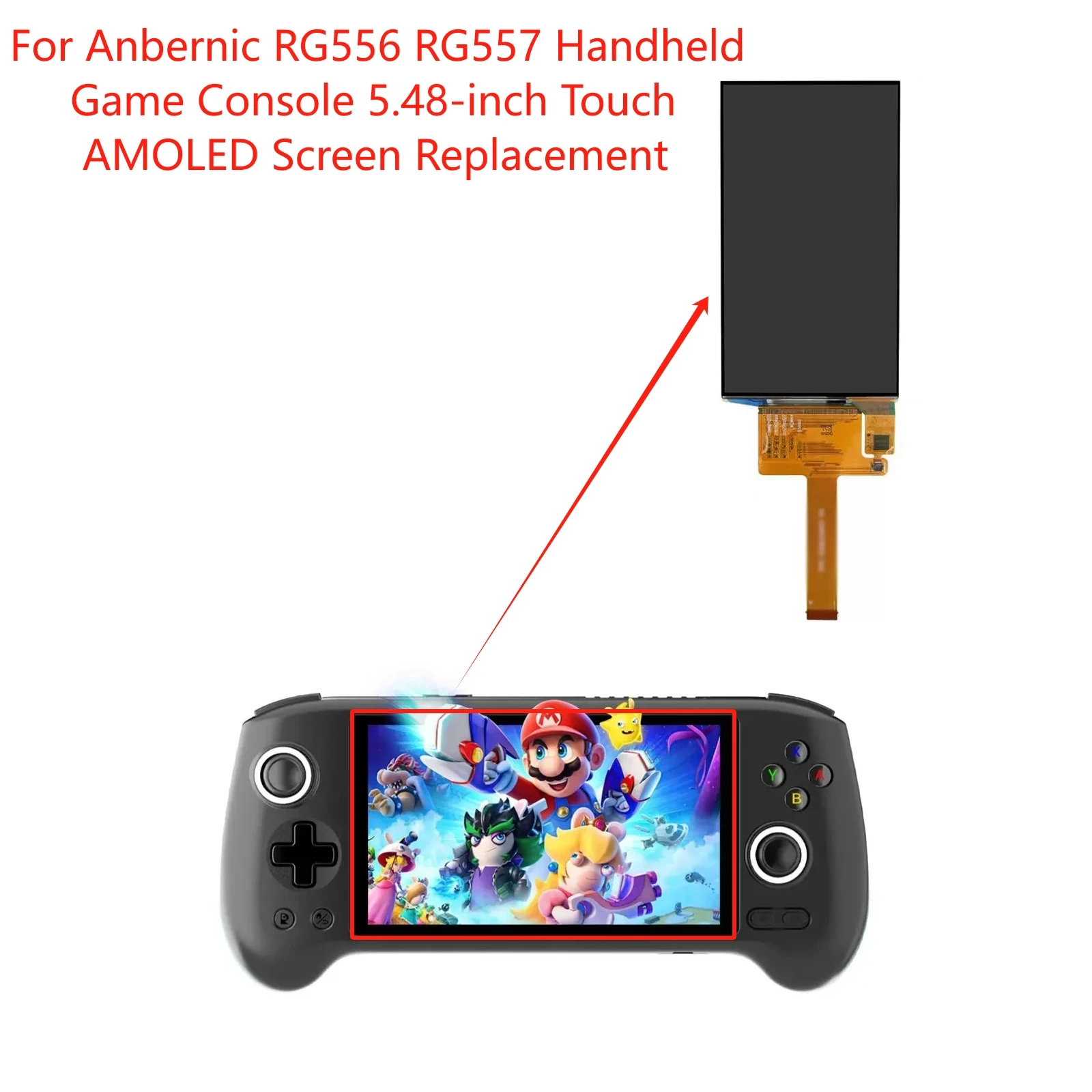 NEW 5.48-inch Touch AMOLED Screen for Anbernic RG556 RG557 Handheld Game Console Replacement(Without cover glass)