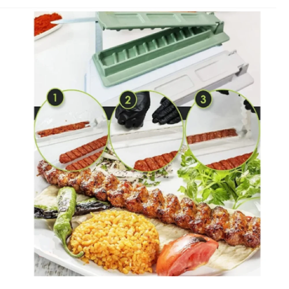 Adana Skewers Kebab Maker Barbecue Stringer Box Machine Beef Meat Vegetables Grill Kitchen Accessories Outdoor BBQ Gadget Hobby Useful Turkish Made