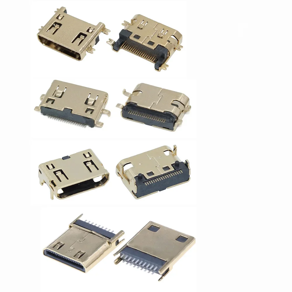 10 sztuk Mini HDMI kompatybilny męski żeński złącze SMD 19 pin Reflow lutowane kątowe powierzchni kopiec PCB Rohs gniazdo — zdjęcie 2