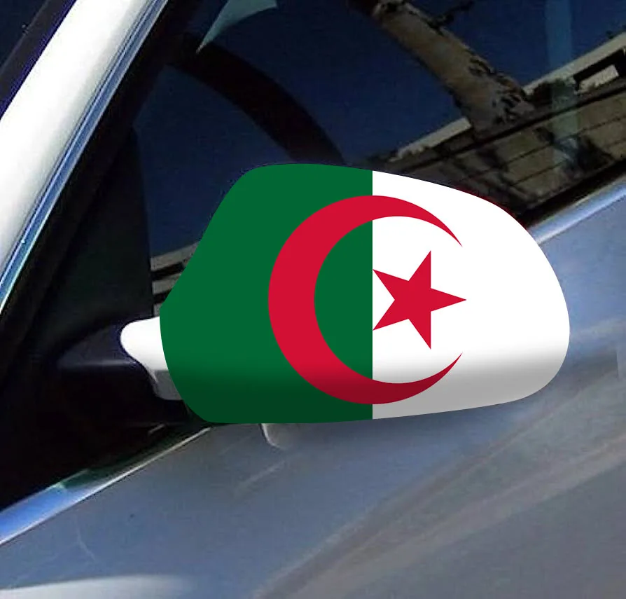 Directly Delivery 2 Pcs Free Size Four-way stretch fabric Algeria Flags Car Mirror Cover