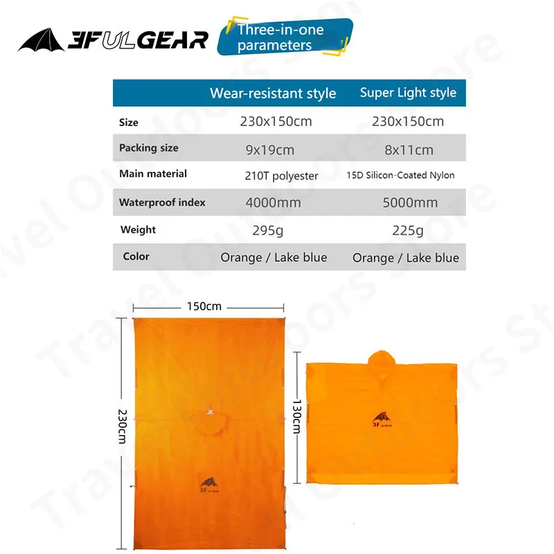 Imagem -03 - Gear-cabolsa de Chuva Ultraleve para Adultos Capa de Chuva com Capuz para Acampar Ciclismo Pesca Escalada Resistente ao Desgaste 225g 15d 210t Pu5000 mm 3f ul