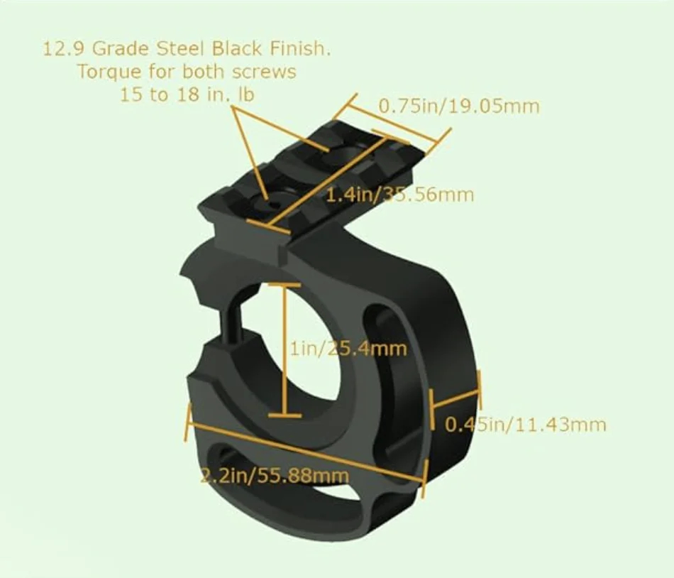 Hunting Light Laser Mount with 3 Slot Picatinny Rail, Compatible for Mossberg 590 Shockwave 12 Ga