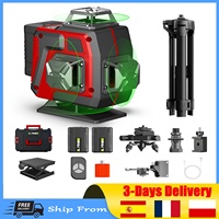 16Lines 4D Laser Level Green Line SelfLeveling 360 Horizontal And Vertical Remote Control Green Beam Laser Levels 2PCS Battery