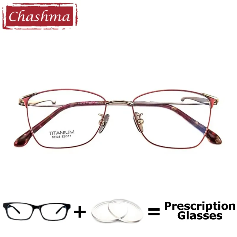

Chashma Women Fashion Pure Titanium Prescription Ready Eyeglasses Elegant Flexible Temple Side Design Glasses Female Spectacles