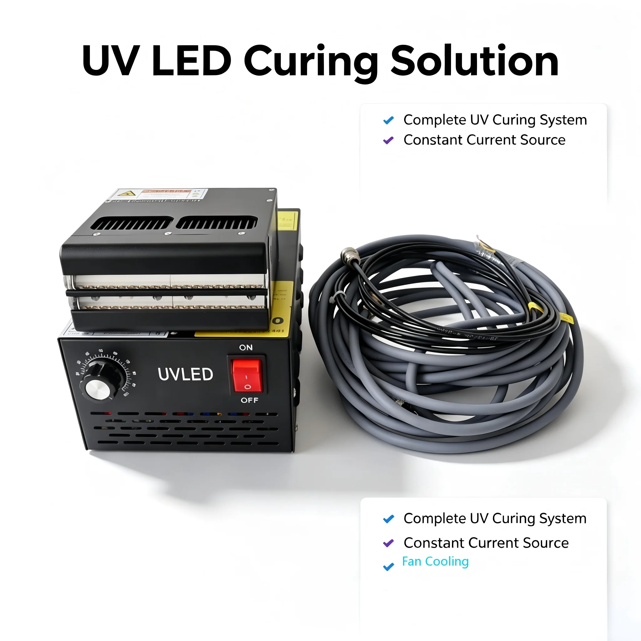 UV LED Curing Lamp 20W/cm² Fan Cooled led uv curing system for Inkjet Pre Curing Adhesive Drying Ricoh G5 G6
