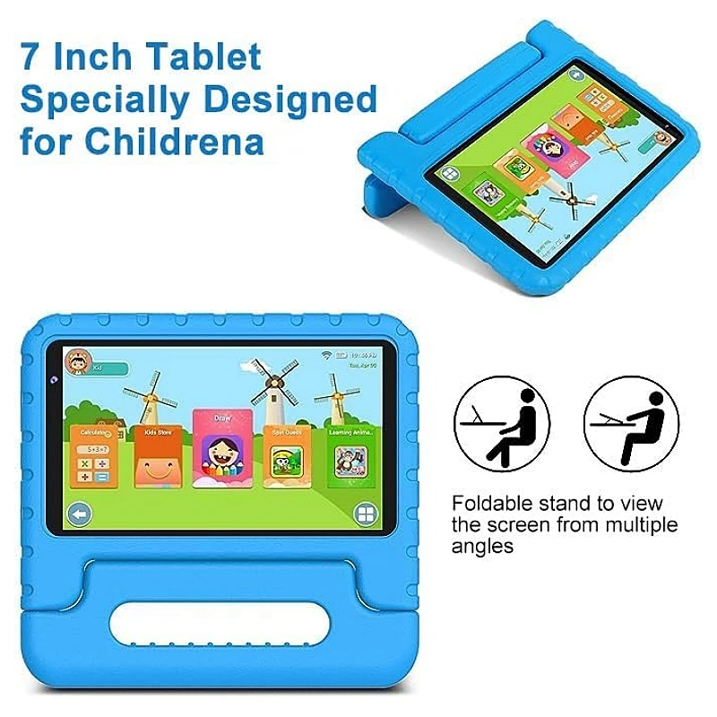 Gift Silicon Bracket Case 7" Android 13 Tablet For Kids Allwinner A133 Quad Core DDR3 7GB RAM 64GB ROM Type-C Dual Camera Wi-Fi