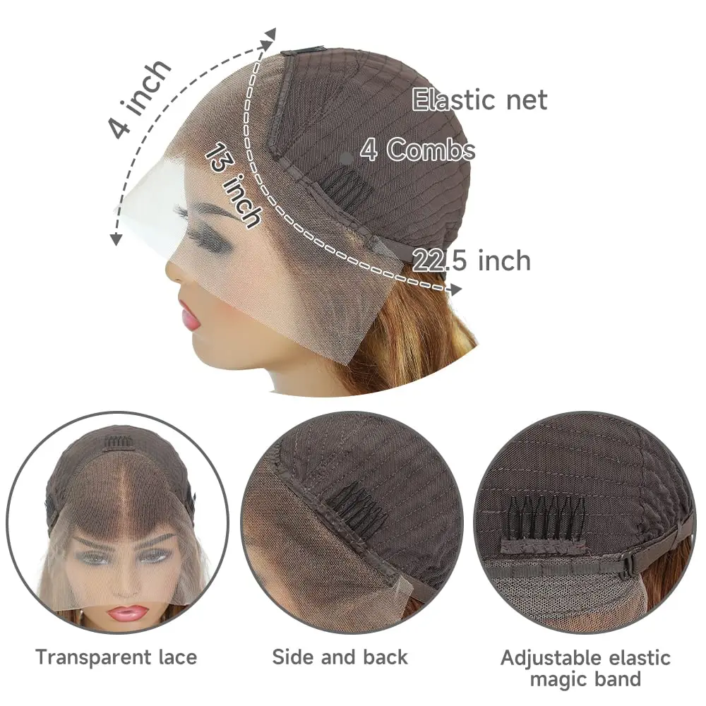 28 بوصة تسليط الضوء على أومبير العسل شقراء 13x4 HD الدانتيل شعر مستعار أمامي شعر الإنسان قبل قطعها الجسم موجة الباروكات الأمامية 200% الكثافة 4/27