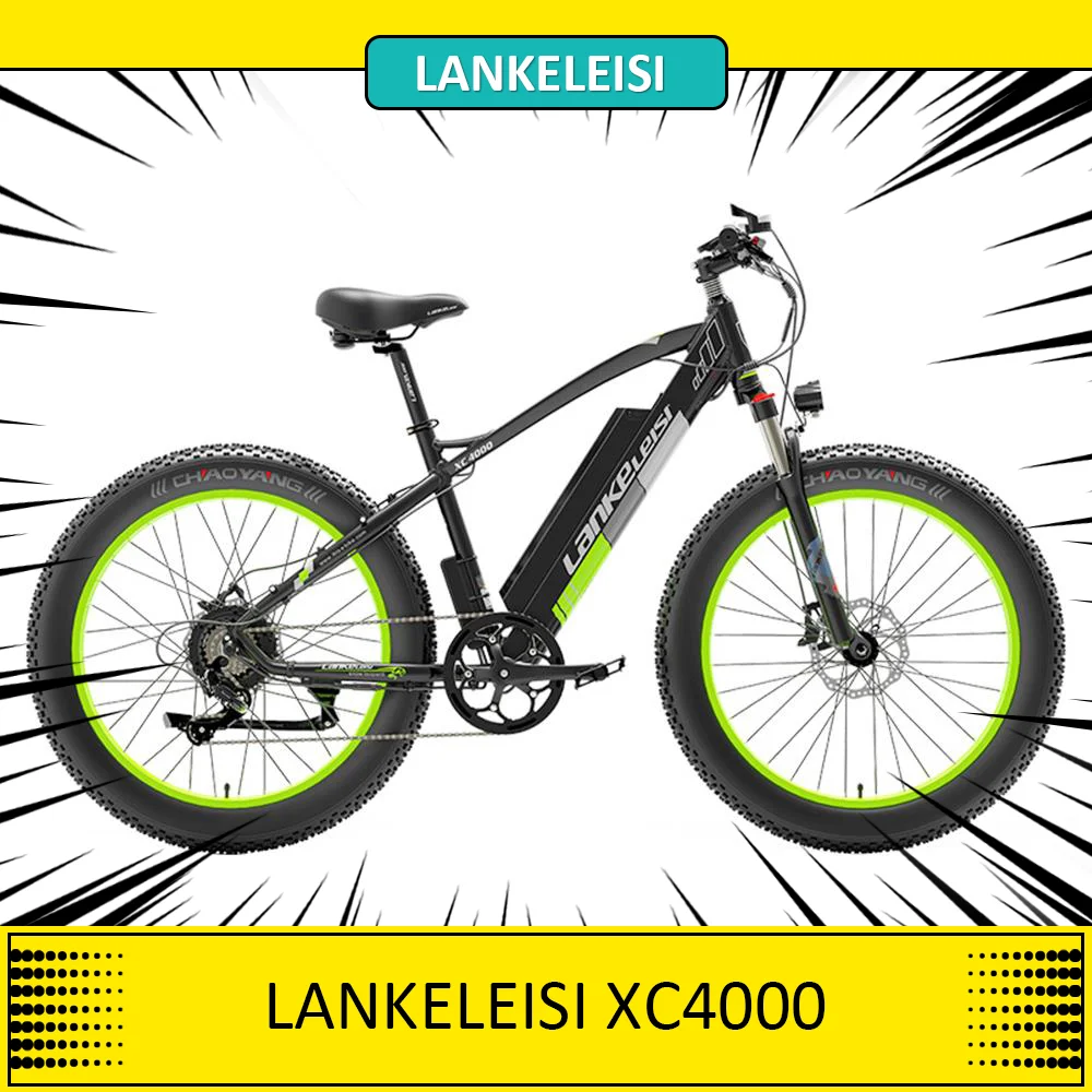 LANKELEISI XC4000 Electric Bike 48V 1000W Motor 17.5Ah Battery 26*4.0 Fat Tire Electric  Bicycle Aluminum Alloy Frame Ebike