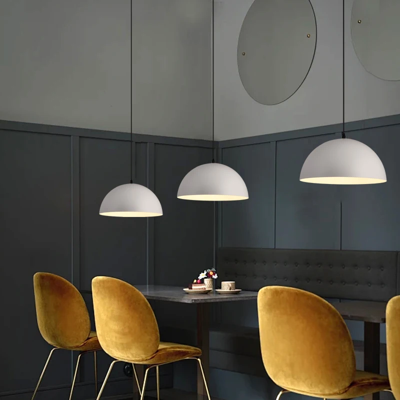 Nordic Minimalist Modern Industrial Style Pendant Light E27 Restaurant Dining Table Bar Decoration Semi-Circular Colorful Personalized Macaron Pendant Light