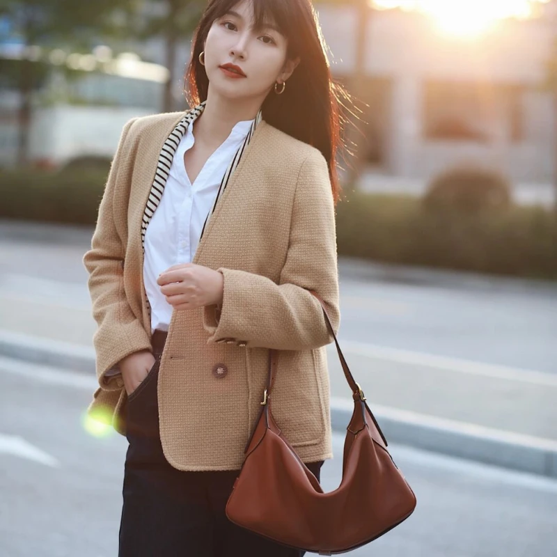 

Luxury Fashion Genuine Leather Shoulder Bag For Women Vintage Designer Handbag Brand Large Capacity Crossbody Bag For Shopping