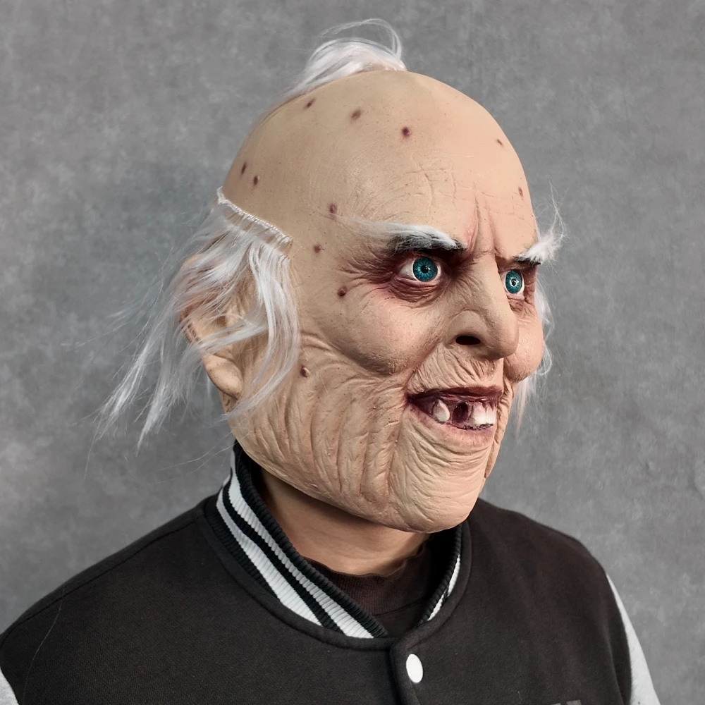 Gruselige Alter-Mann-Maske Realistische Faltenmaske mit Glatzenkopf Horror-Maske für Halloween Cosplay Party Kostüm