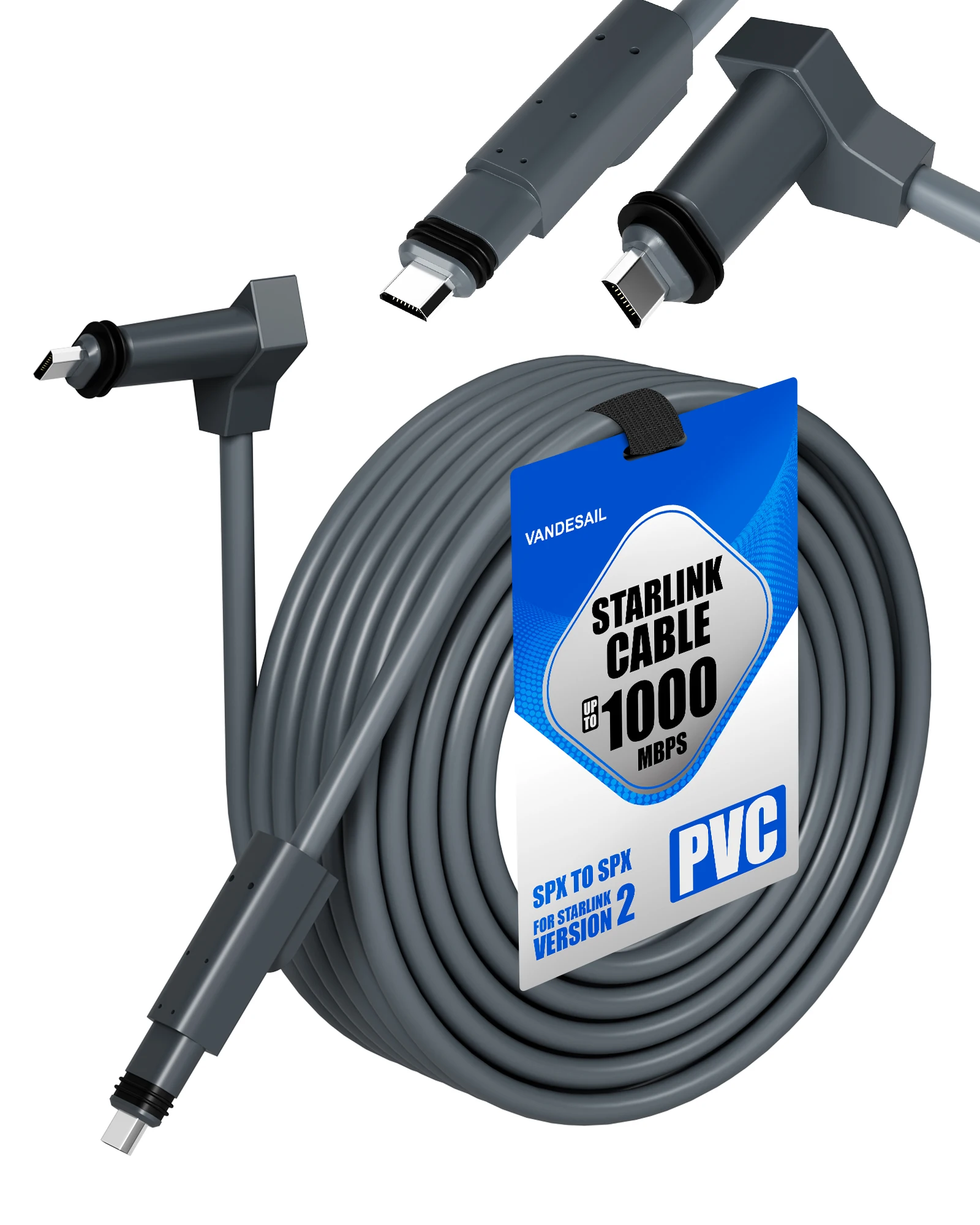 

for Starlink Gen 2 Cable, Compatible Starlink Replacement Cable, Waterproof for Starlink Rectangular Satellite Gen 2 Grey