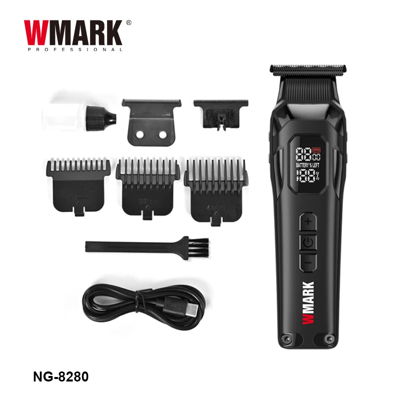 WMARK NG-8280 Clipper ผมมืออาชีพความเร็วสูง, เครื่องตัดขน, ใบมีด DLC, ปัตตาเลี่ยนอิเล็กทรอนิกส์, ใบมีดเซรามิก