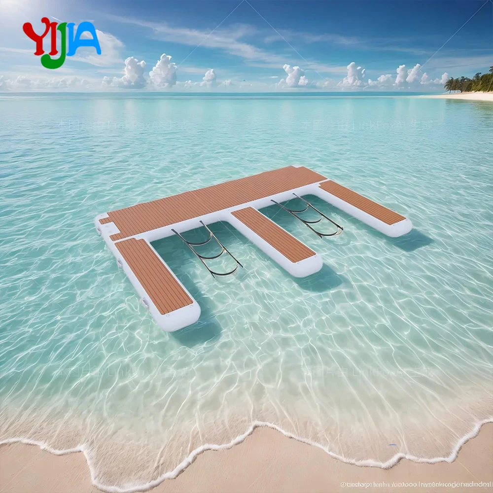 Base de esquí inflable doble para EE. UU., plataforma antideslizante Eva E Dock, estera flotante de agua para barcos y esquís a reacción, piscina y playa