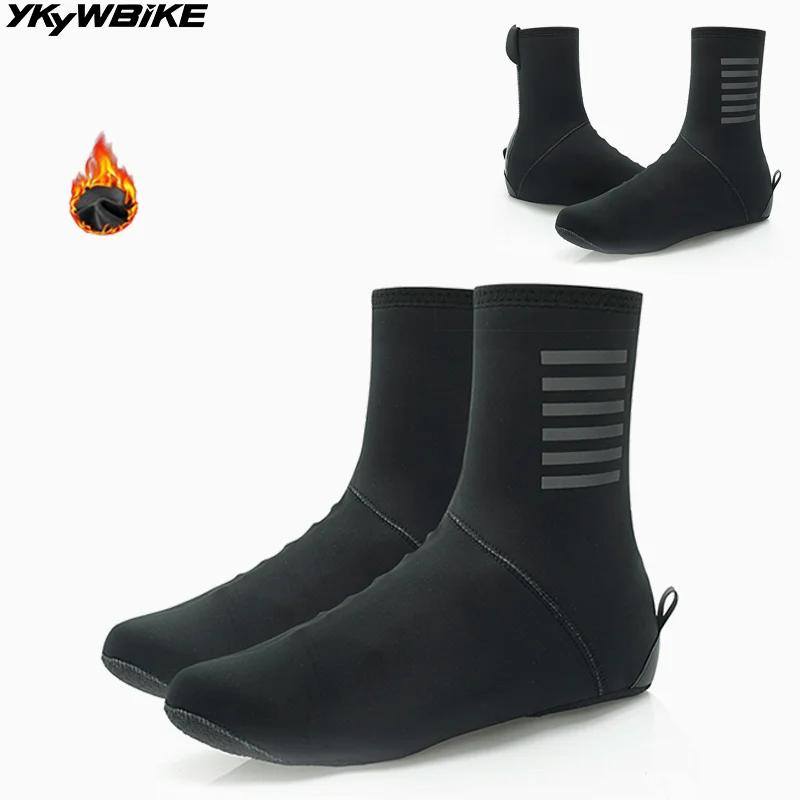 

YKYWBIKE Deep Winter 0°c Waterproof Cycling Shoes Cover Reflective Thermal Elastic Rainproof Thicker Shoe Cover Bike Overshoes