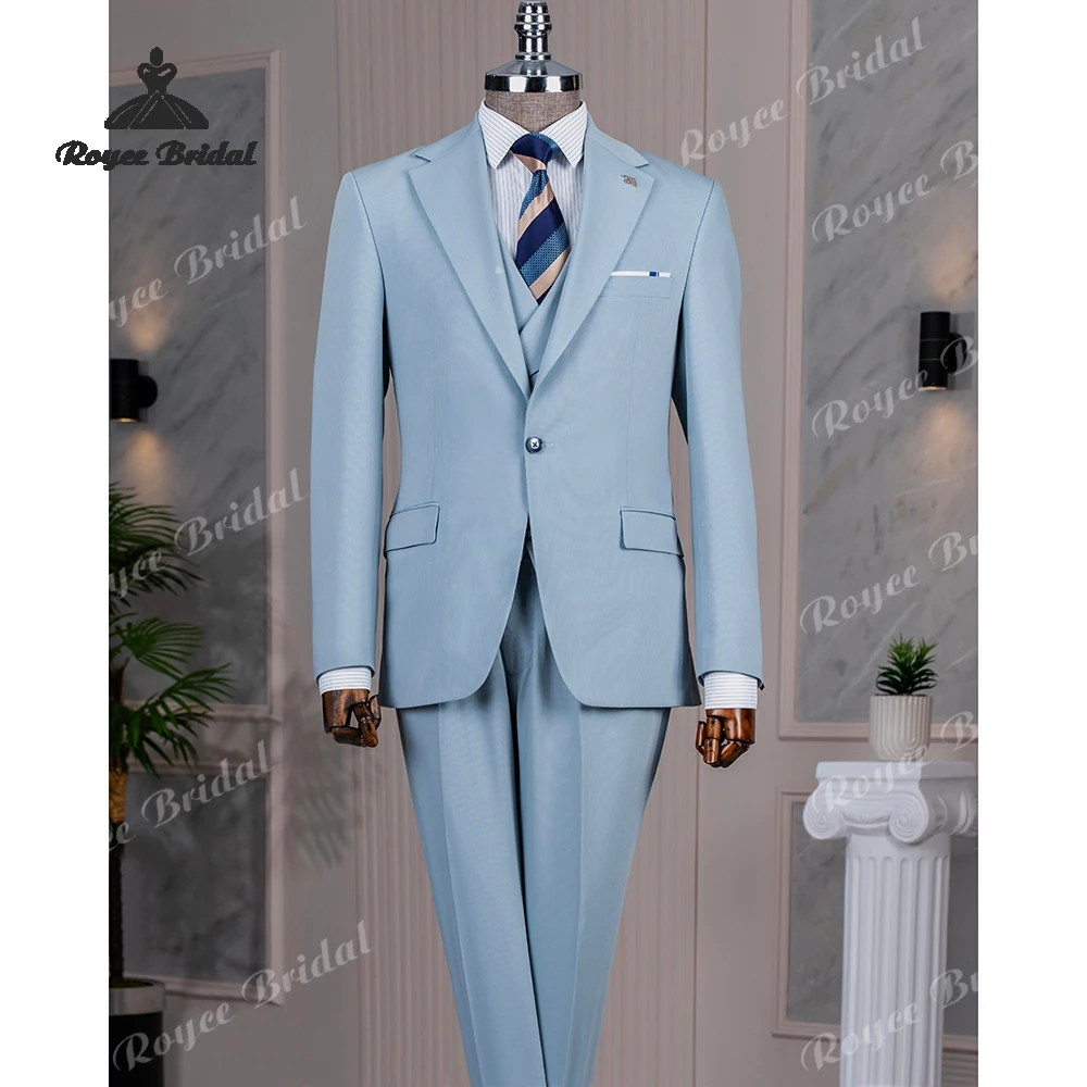 Blue Three Piece Single Breasted Wedding Men's Suits 2026 Notch Lapel Business Evening Suits costume homme mariage