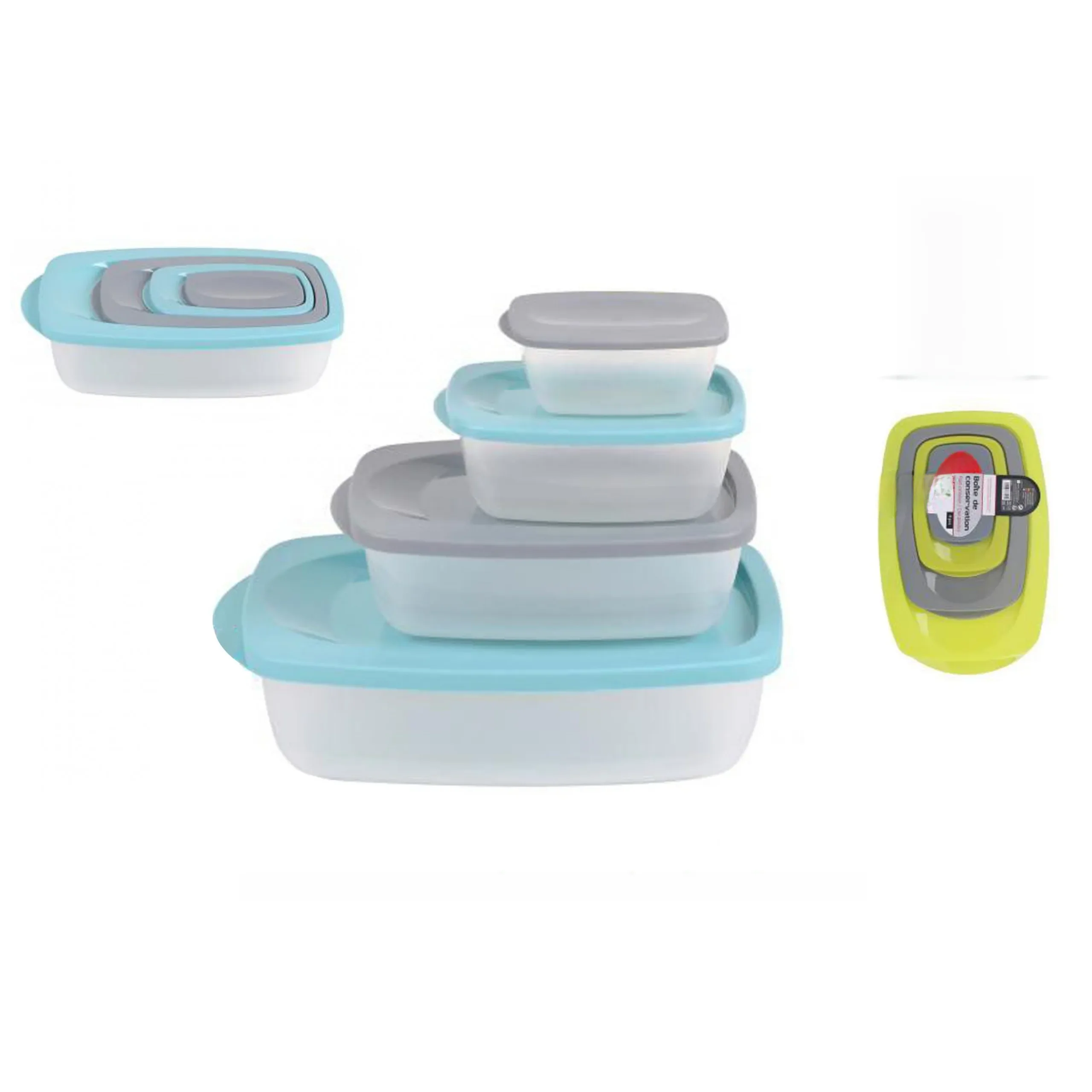 Caja plastico almacenaje 4 piezas Tapper fiambrera apto microondas comida