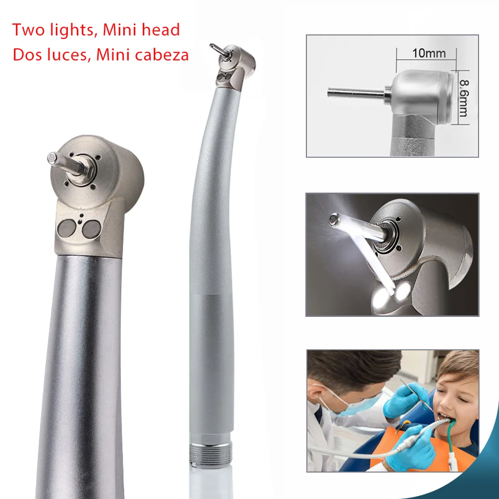 Cabeça pequena dental dupla led mini cabeça de alta velocidade handpiece para laboratório dental crianças peça mão botão ferramentas odontologia