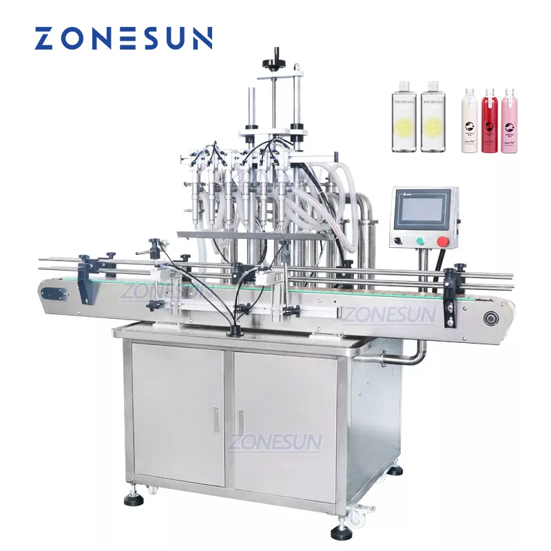 ZONESUN ZS-YT6T-6Y Pneumatic Automatic Shampoo Filling Machine The body shop Oil Liquid Cosmetic Detergent Bottle Filler